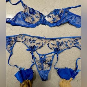 Honey Birdette Blue Whitney Princess Full Set with Stockings